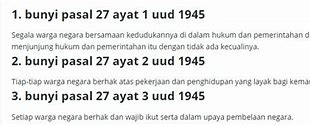 Tuliskan Pasal 27 Ayat 1 Dan 3